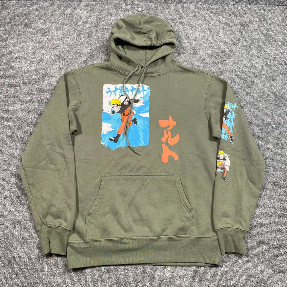 Naruto Shippuden Collection Olive Green Graphic‎ Hoodie Mens Medium VIZ Media